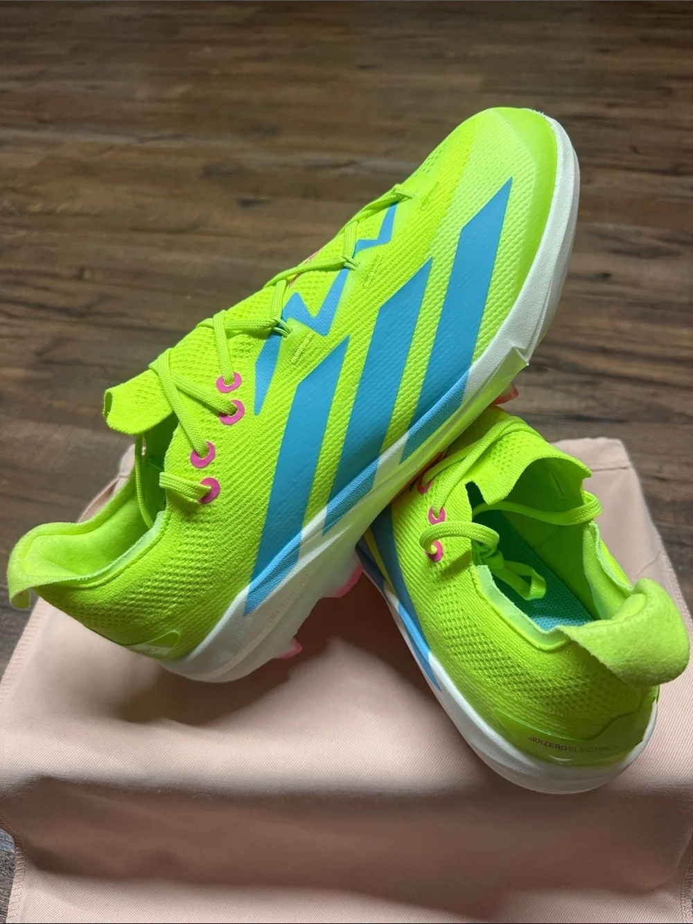 adidas Adizero Electric+ 2.0 Lime/Pink TPU Baseball Cleas